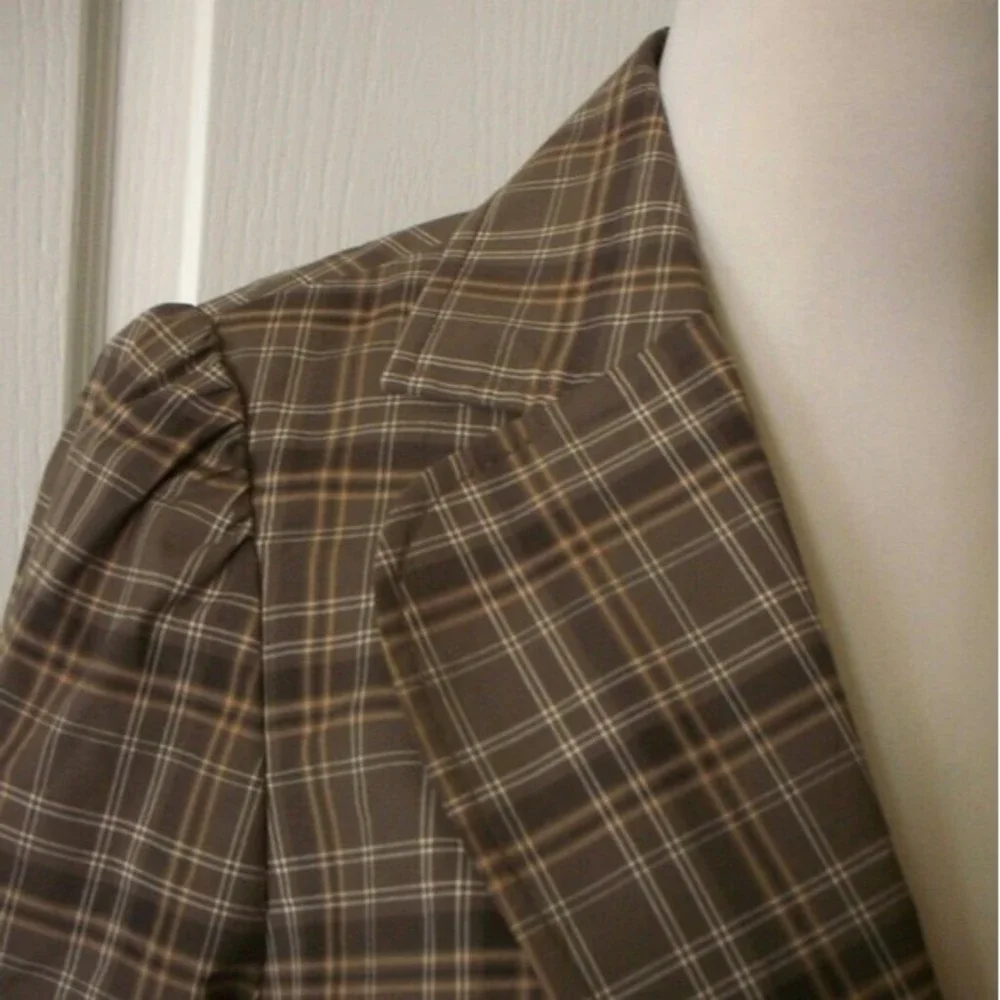 BCBGMAXAZRIA PLAID BLAZER TAILORED COTTONS 3/4 SLEEVE BLAZER WOMENS SIZE 10 - Picture 7 of 10